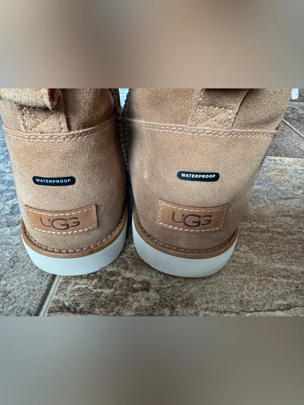 UGG Men's Classic Mini Zip Waterproof Pull On Boots- Chestnut Tan, Men’s Size 10